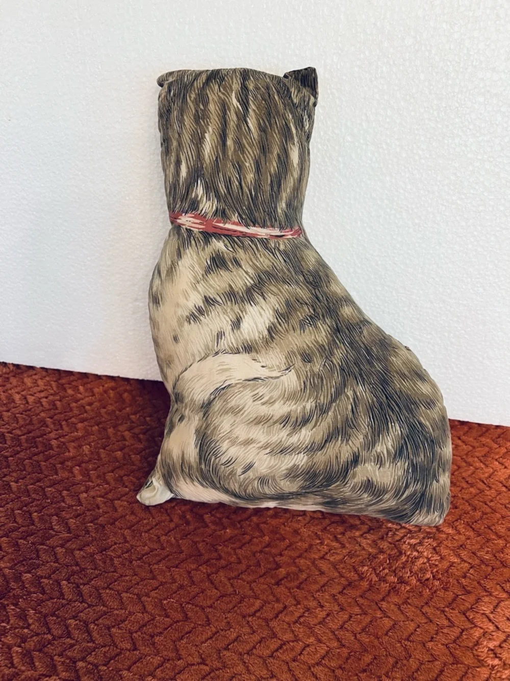 Vintage Tabby Cat Pillow with Pink Bow 1970’s Ithaca Kitty from Sewing Pattern